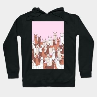 Llama Party - Brown Beige Pink Hoodie